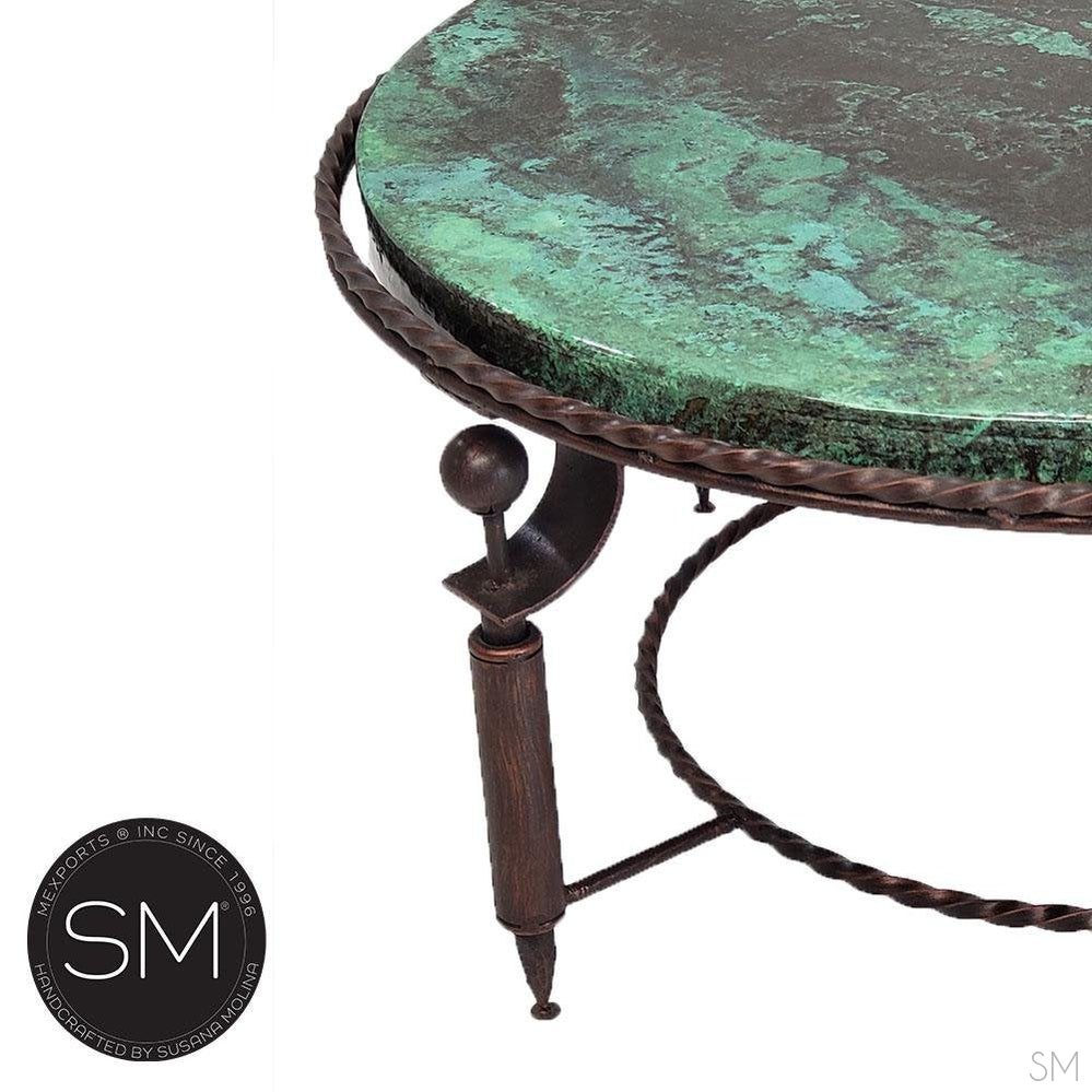 Mexports by Susana Molina 1265AAAC 48" Oxidized Hammered Copper Top Round Coffee Table