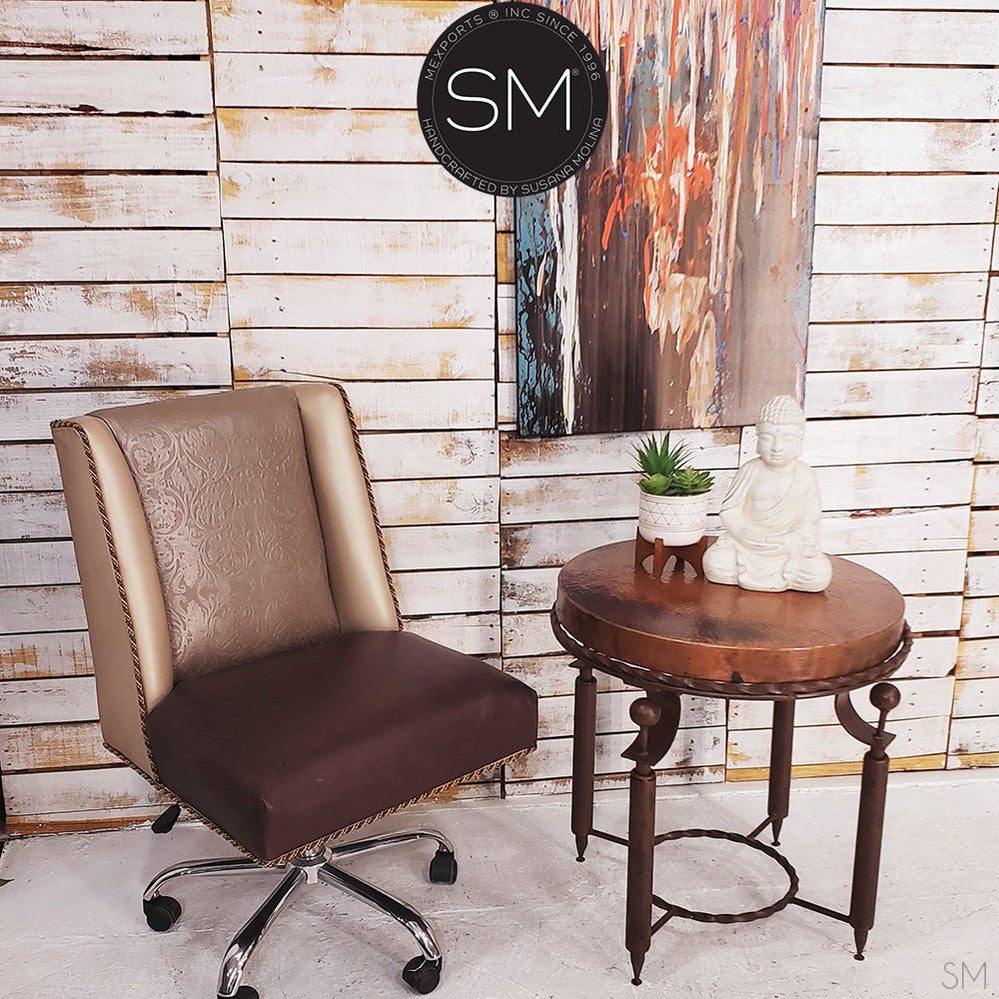 Mexports by Susana Molina 1265BBC 24" Natural Hammered Copper Round Side Table