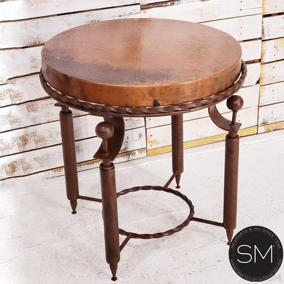 Mexports by Susana Molina 1265BBC 24" Natural Hammered Copper Round Side Table