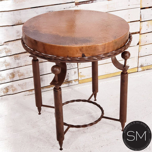 Mexports by Susana Molina 1265BBC 24" Natural Hammered Copper Round Side Table