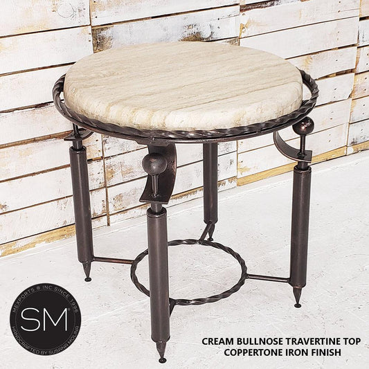 Mexports by Susana Molina 1265BBT 24" Cream Travertine Bullnose Edge Round Side Table