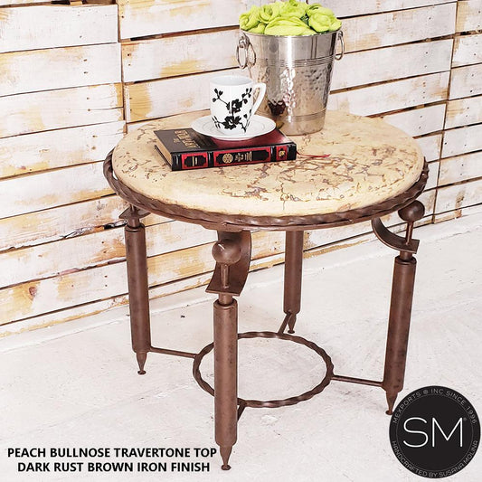 Mexports by Susana Molina 1265BBT 24" Peach Travertine Bullnose Edge Round Side Table
