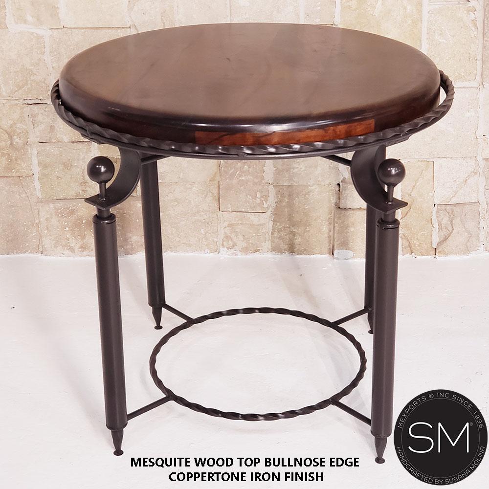 Mexports by Susana Molina 1265LM 38" Mesquite Wood Top No Inlay Round Side Table