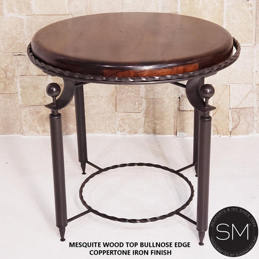 Mexports by Susana Molina 1265LM 38" Mesquite Wood Top No Inlay Round Side Table