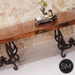 Mexports by Susana Molina 132" Natural Hammer Copper Modern Dining Table With Double Iron Pedestal