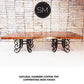 Mexports by Susana Molina 132" Oxidized Hammered Copper Top With Nailheads on Edge Double Pedestal Dining Table