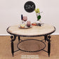 Mexports by Susana Molina 38" Cream Travertine Stone Bullnose Edge Contemporary Round Coffee Table