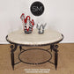 Mexports by Susana Molina 38" Cream Travertine Stone Chisel Edge Contemporary Round Coffee Table