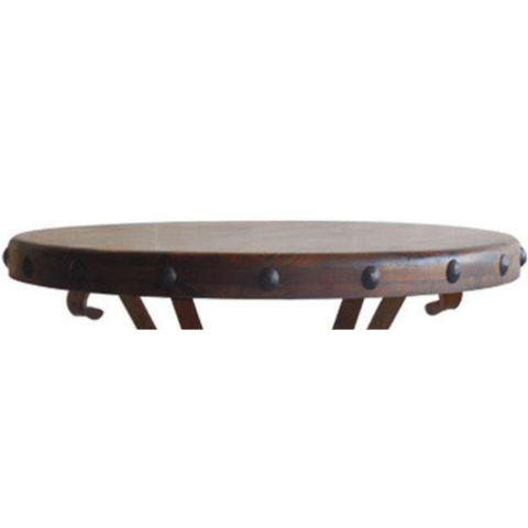 Mexports by Susana Molina 38" Mesquite Wood High End Round Bar Table With Gold Citrine Inlay and Nails