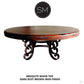 Mexports by Susana Molina 38" Mesquite Wood Top Red Coral Inlay Round Coffee Table With Wrought Iron Base