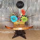 Mexports by Susana Molina 38" Natural Hammer Copper Top With Nailheads on Edge Deluxe Round Coffee Table With Scrolls on the Legs