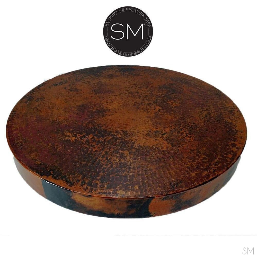 Mexports by Susana Molina 38" Natural Hammered Copper Round Pub Table