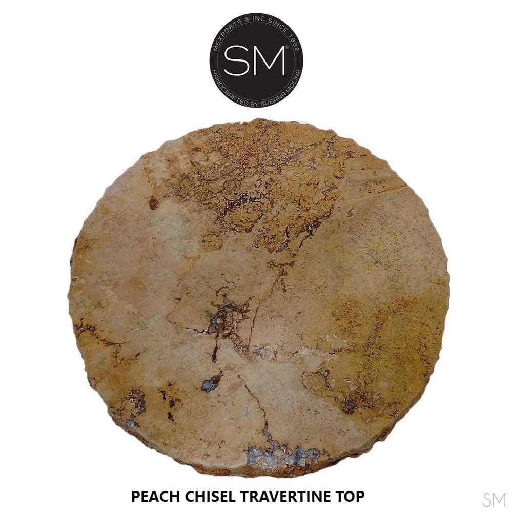 Mexports by Susana Molina 38" Peach Chisel Travertine Top Round Bar Table