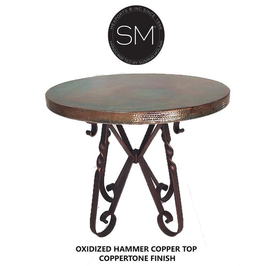 Mexports by Susana Molina 38" Rustic Hammered Oxidized Copper Round Bar Table