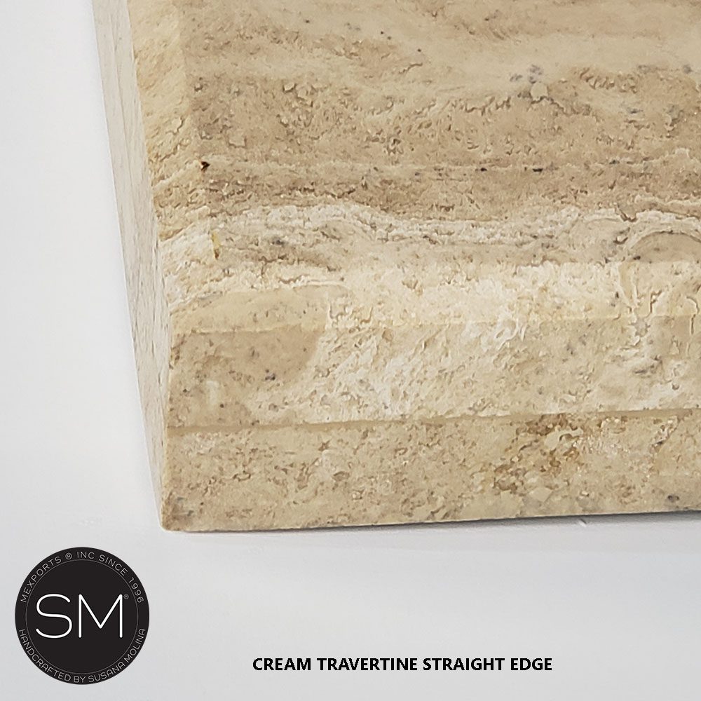Mexports by Susana Molina 44" Cream Travertine Stone Straight Edge Rectangular Console Table