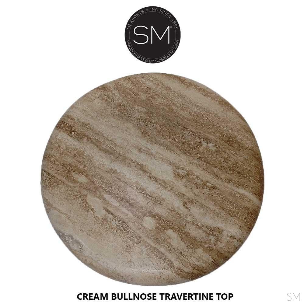 Mexports by Susana Molina 48" Cream Bullnose Travertine Top Round Bar Table