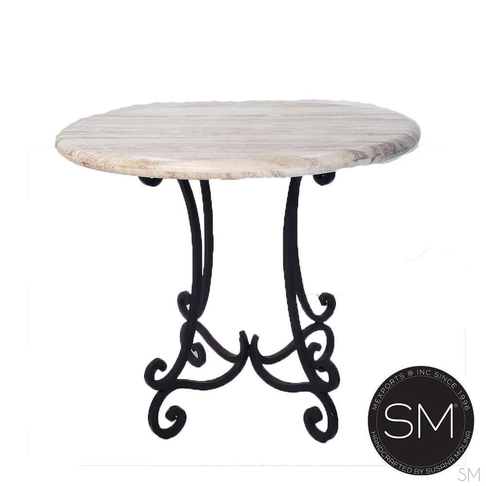 Mexports by Susana Molina 48" Cream Bullnose Travertine Top Round Bar Table