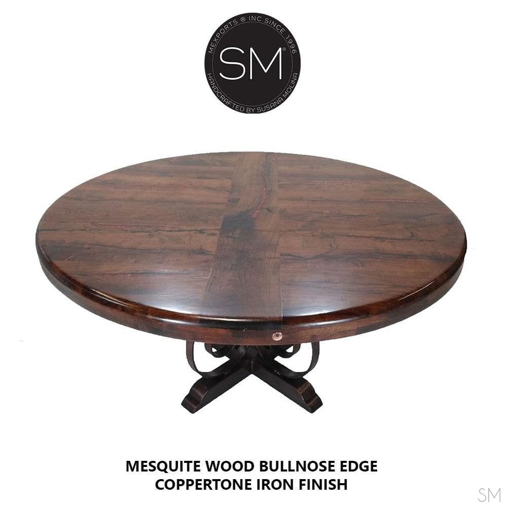 Mexports by Susana Molina 48" Mesquite Wood No Inlay With Nailheads Luxurious Round Dining Table