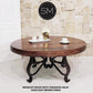 Mexports by Susana Molina 48" Mesquite Wood Top Red Coral Inlay Contemporaneous Round Coffee Table With Iron Base
