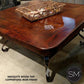 Mexports by Susana Molina 48" Mesquite Wood Top Rounded Corners Red Coral Inlay Square Coffee Table