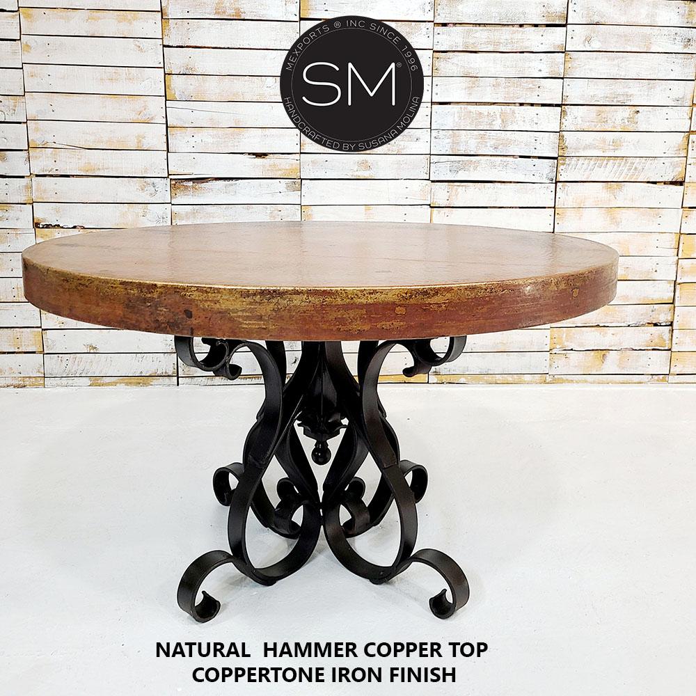 Mexports by Susana Molina 48" Natural Hammer Copper Round Dining Table