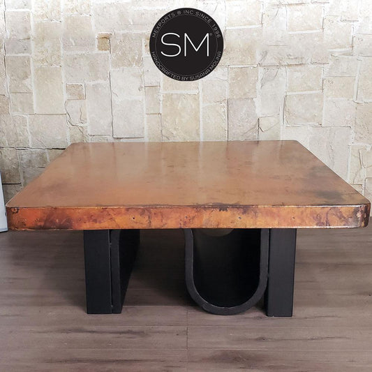 Mexports by Susana Molina 48" Natural Hammer Copper Top Square Contemporary Coffee Table