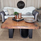 Mexports by Susana Molina 48" Natural Hammer Copper Top With Nailheads on Edge Square Contemporary Coffee Table
