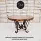 Mexports by Susana Molina 48" Natural Hammered Copper With Nailheads Luxury Round Dining Table With Flat Wrought Iron Base