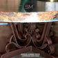 Mexports by Susana Molina 48" Oxidized Hammer Copper Top Deluxe Round Coffee Table With Scrolls on the Legs