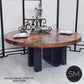 Mexports by Susana Molina 48" Oxidized Hand Hammered Copper Round Dining Table With Nailheads on Edge