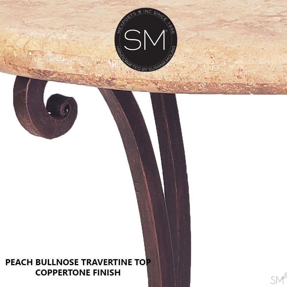 Mexports by Susana Molina 48" Peach Bullnose Travertine Top Round Bar Table