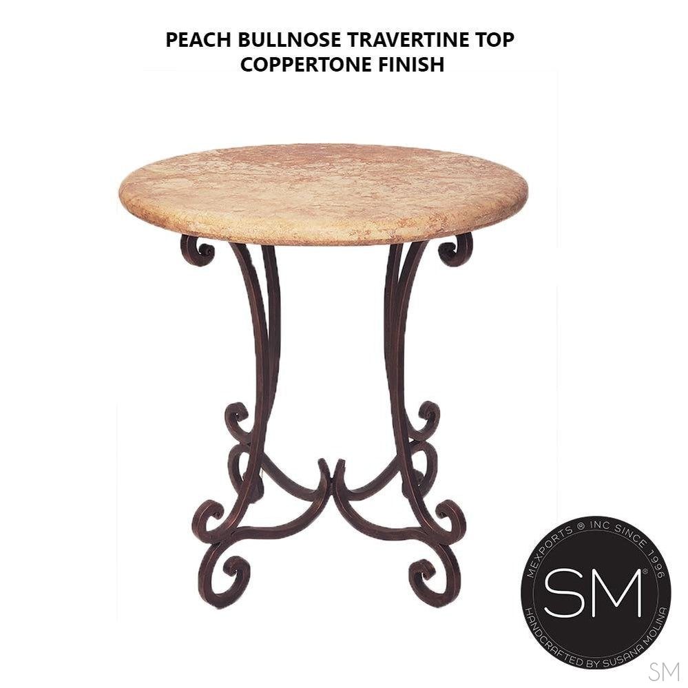 Mexports by Susana Molina 48" Peach Bullnose Travertine Top Round Bar Table
