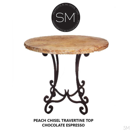 Mexports by Susana Molina 48" Peach Chisel Travertine Top Round Bar Table