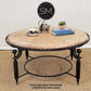 Mexports by Susana Molina 48" Peach Travertine Stone Bullnose Edge Contemporary Round Coffee Table
