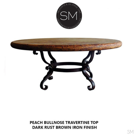 Mexports by Susana Molina 48" Peach Travertine Top Bullnose Edge Exotic Round Coffee Table
