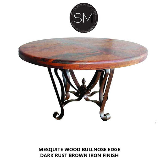 Mexports by Susana Molina 48" Solid Mesquite Wood No Inlay High End Round Dining Table