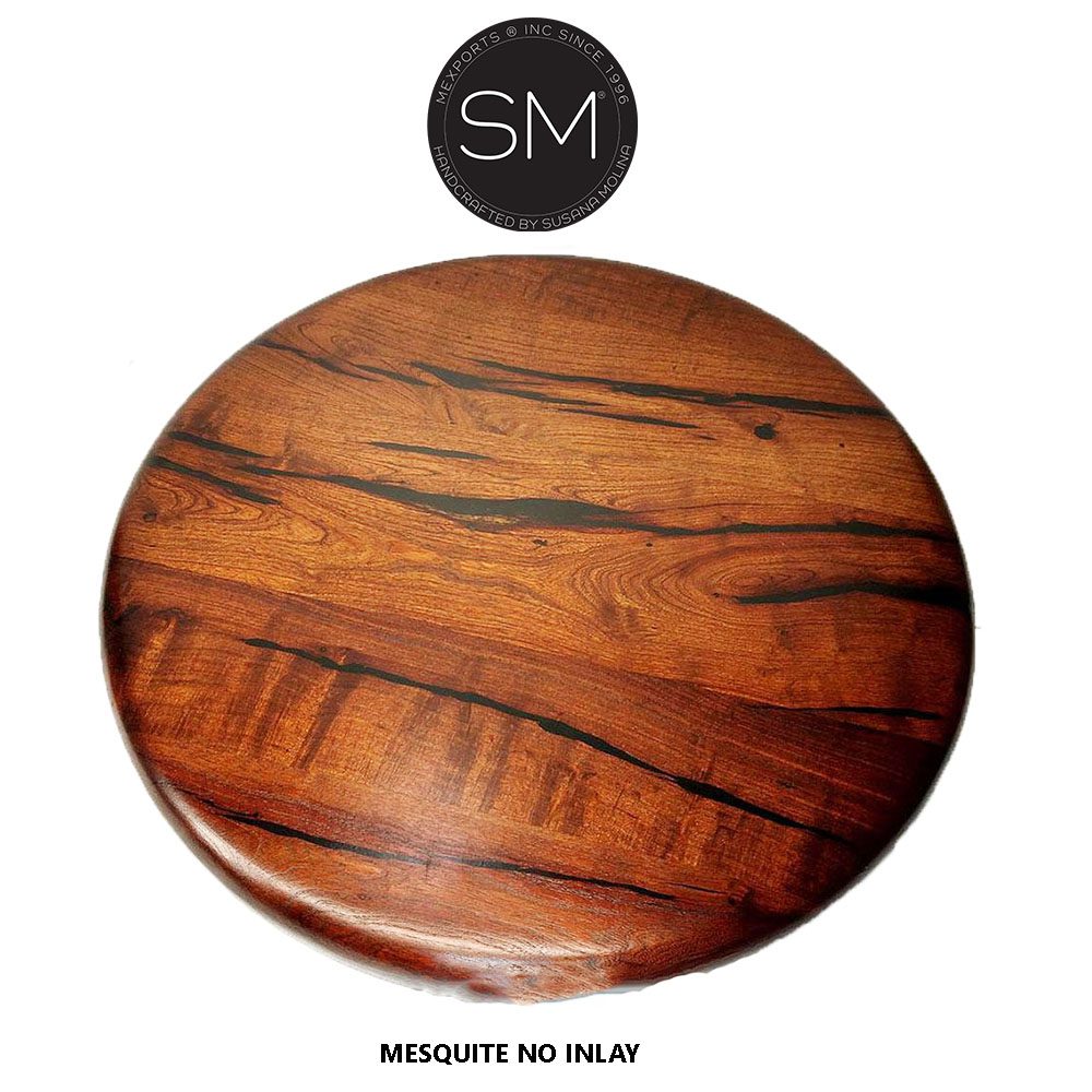 Mexports by Susana Molina 48" Solid Mesquite Wood No Inlay With Nailheads on Edge High End Round Dining Table