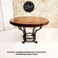 Mexports by Susana Molina 48" x 30" Natural Hammer Copper Top With Nailheads and Iron Base Round Dining Table