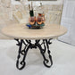 Mexports by Susana Molina 54" Cream Travertine Bullnose Edge Round Rustic Patio Dining Table