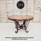 Mexports by Susana Molina 54" Natural Hammered Copper With Nailheads Luxury Round Dining Table With Flat Wrought Iron Base