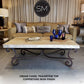 Mexports by Susana Molina 60" Cream Travertine Stone Chisel Edge Elegant Rectangular Coffee Table