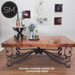Mexports by Susana Molina 60" Natural Hammer Copper Top Elegant Rectangular Coffee Table
