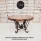 Mexports by Susana Molina 60" Natural Hammered Copper With Nailheads Luxury Round Dining Table With Flat Wrought Iron Base