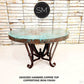 Mexports by Susana Molina 60" Oxidized Hammered Copper Luxury Round Dining Table With Flat Wrought Iron Base