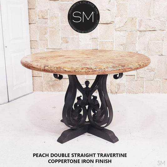 Mexports by Susana Molina 60" Peach Travertine Bullnose Edge Sumptuous Dining Room Table