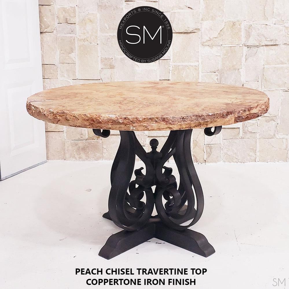 Mexports by Susana Molina 60" Peach Travertine Chisel Edge Sumptuous Dining Room Table