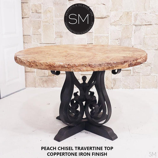 Mexports by Susana Molina 60" Peach Travertine Chisel Edge Sumptuous Dining Room Table