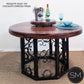 Mexports by Susana Molina 60" RD Mesquite Wood Top Turquoise Inlay With Nailheads on Edge Round Dining Table With Wrought Iron Base