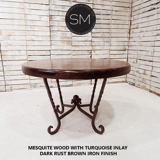 Mexports by Susana Molina 60" RD Rustic Mesquite Wood Top No Inlay Round Dining Table