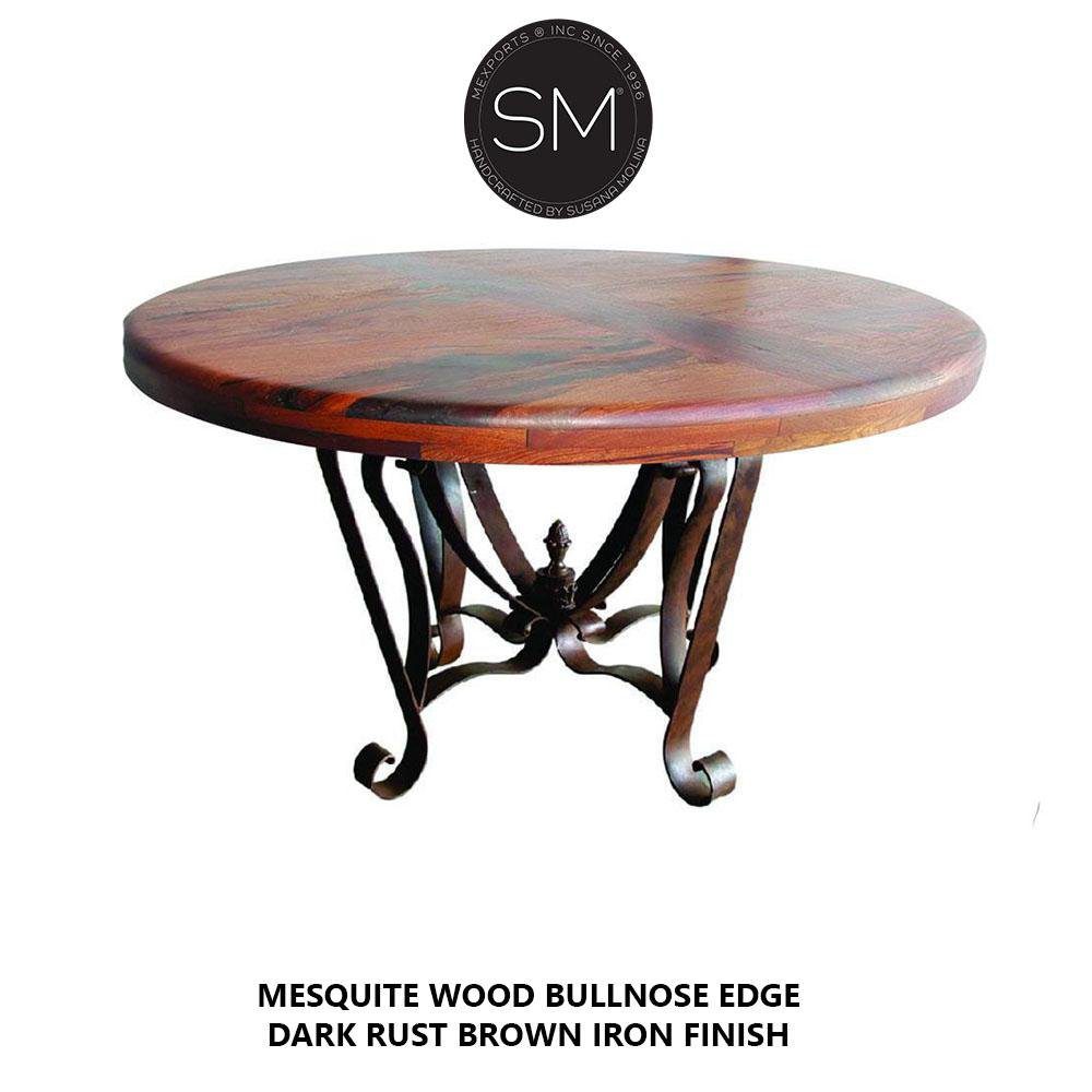 Mexports by Susana Molina 60" Solid Mesquite Wood No Inlay High End Round Dining Table